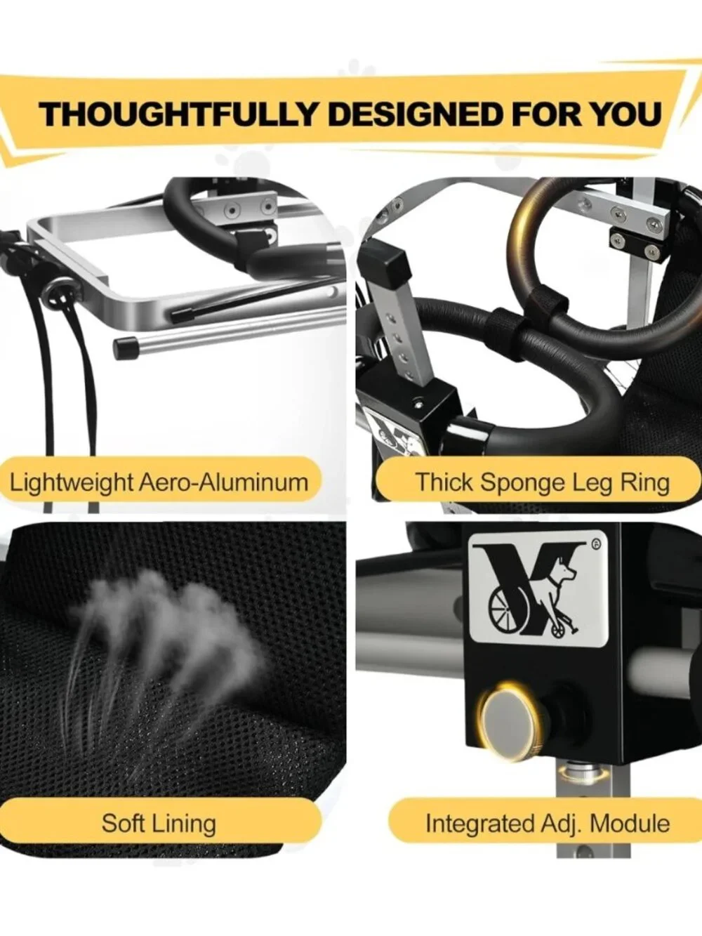 Virbraroo Adjustable Dog Wheelchair Rear Leg Mobility Cart Open Box